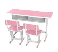 kiskick Juego de mesa de estudio con asiento doble para niños, mesa y sillas de madera, mesa de estudio y silla para niños escolares, ajuste de altura, capacidad de carga de 150 libras, mesa para