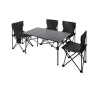 kiskick Juego de mesa y silla plegable, sillas y mesa de campamento negras, con organizador de almacenamiento grande y bolsa de transporte (4 sillas y 1 mesa), para adultos, senderismo, pesca, picnic