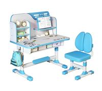 kiskick Juego de sillas de escritorio de alta calidad para niños, altura ajustable, juego de sillas de mesa de estudio escolar, estantes para libros, pedal de pie, cajón de almacenamiento con gancho