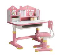kiskick Juego de sillas de escritorio funcionales para niños, escritorio ampliado, altura ajustable ergonómica, mesas de escritura de estudio escolar con tablero de castillo, soporte para libros y