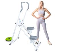 kiskick Máquina escalonada plegable para gimnasio en casa, con monitor LCD, máquina compacta con manubrio ajustable, escalador interior para glúteos, piernas y fitness cardiovascular, color blanco