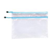 kiskick Organizador de papelería de gran capacidad A4, bolsa de papelería transparente, bolsa de doble capa portátil con cremallera para suministros de oficina escolar con cremallera, azul claro, A4
