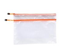 kiskick Organizador de papelería de gran capacidad A4, bolsa de papelería transparente, bolsa de doble capa portátil con cremallera para suministros de oficina escolar con cremallera, Orange, A4
