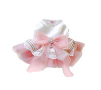 kiskick Ropa cómoda para perros vestido para mascotas con diamantes de imitación de moda encantador lazo decoración princesa malla empalme blanco M