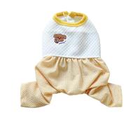 kiskick Ropa de cuello redondo para mascotas, ropa suave para mascotas, ropa para mascotas, cómoda, sin mangas, cuello redondo, overol con diseño de bloques de color, body para perro, amarillo, XL