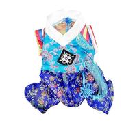 kiskick Ropa de tela para perro, decoración de borlas, ropa para mascotas, elegante vestido de princesa con cuello en V, suave y cómodo, gato, azul, talla S