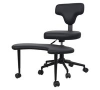 kiskick Silla de oficina con patas cruzadas, diseño ergonómico entrecruzado, silla de oficina de meditación y yoga, sillas de meditación AHD con ruedas, altura ajustable con soporte para la espalda