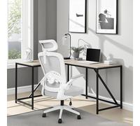 kiskick Silla de oficina ergonómica con soporte lumbar ajustable, silla de malla para computadora, respaldo en forma de C, silla de escritorio con reposabrazos abatible, silla de escritorio para