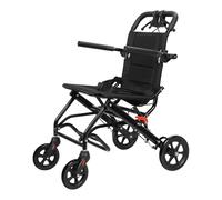 kiskick Silla de ruedas manual, silla de ruedas de transporte ligera con frenos de mano, silla de transporte plegable para adultos, adultos mayores, silla de transporte de viaje, silla de ruedas