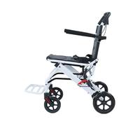 kiskick Silla de ruedas plegable ligera y ergonómica para personas mayores y adultos, silla de ruedas portátil de viaje con correa de seguridad ajustable, marco de aluminio, ruedas de poliuretano A