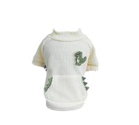 kiskick Suéter para mascotas suave y cómodo ropa para mascotas, adorable patrón de dinosaurio, camiseta para mascotas para primavera y verano, cómoda y suave, para perros y gatos, beige, L