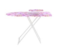 kiskick Tabla de planchar de altura ajustable, borde liso con cubierta resistente al calor y almohadilla de fieltro gruesa, resistente con patas plegables, buena resistencia a la carga, ropa extra