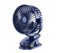 kiskick Ventilador portátil, clip de mesita de noche, mini USB, recargable, sin ruido, viento fuerte, rotación de 360 grados, gran angular, hoja de turbina espiral 3D, ajuste de tres velocidades azul
