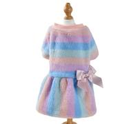 kiskick Vestido cálido para mascotas, vestido de invierno para mascotas, vestido cómodo para perros, ropa cálida de invierno, falda de gato de moda con anillo de tracción, suministros para mascotas,
