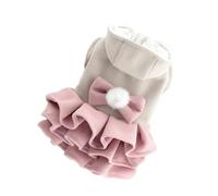 kiskick Vestido de dos piernas con capucha para mascotas, botón a presión, ropa para gatos, perro, falda multicapa con pajarita, decoración de bola, 2 patas, fácil de rosa, S