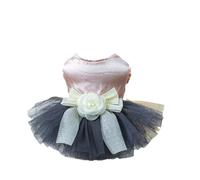 kiskick Vestido de gato para mascotas, vestido para mascotas con decoración de lazo de flores 3D, vestido de princesa empalme de malla para perros y gatos, exquisita mano de obra, ropa para mascotas,