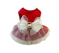 kiskick Vestido para mascotas con anillo de tracción, ropa cómoda para razas pequeñas, decoración de lazo de princesa para perro, rojo, L