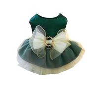 kiskick Vestido para mascotas con anillo de tracción, ropa cómoda para razas pequeñas, decoración de lazo de princesa para perro, verde, L