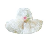 kiskick Vestido para mascotas con decoración de flores para perro de moda transpirable cómodo princesa malla 3D empalme beige L