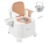 kiskick WC portátil para adultos, altura ajustable para ancianos, asiento de silla de inodoro con reposabrazos desmontables, silla de baño para adultos con luz nocturna de inducción, naranja y Wh