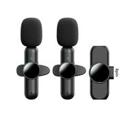 kiskick Wireless Lavalier Microphone Set Clear Stereo Sound Noise Cancelling Lapel Mic for Vlogs Video Recording A 2pcs
