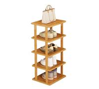 kiskick Zapatero estrecho, armario vertical de almacenamiento de zapatos, estante de madera para zapatos, estante de bambú natural, torre de zapatos alta para armario estrecho, entrada, pasillo