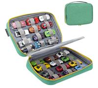 KISLANE 24 coches de juguete de almacenamiento para ruedas calientes, funda de almacenamiento compatible con 24 ruedas calientes, mini juguetes, ruedas calientes almacenamiento para niños (verde)
