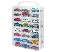 KISLANE Estuche de almacenamiento de doble cara para 48 coches de juguete, coches Matchbox, estuche de almacenamiento transparente portátil con 48 compartimentos, solo funda (transparente)..