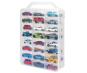 KISLANE Estuche de Almacenamiento Transparente portátil para 48 Coches de Juguete, Incluye Funda (Matchbox)