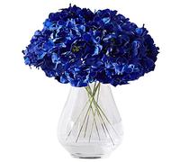 Kislohum 10 Cabezas de Flores de Seda de hortensias Artificiales de Color Azul Real para centros de Mesa de Boda, Ramos, decoración Floral para decoración del hogar con Tallos Largos