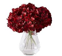 Kislohum Hortensias de Seda con 10 Tallos, Color borgoña, Cabeza de Hortensia Artificial para centros de Mesa de Boda, Ramos, decoración Floral para decoración del hogar