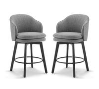 Kislot Counter Height Barstools 26 Inch Upholstered Swivel Bar Stools with Back for Kitchen Island,Set of 2