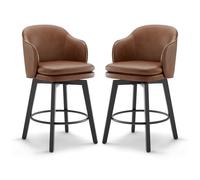 Kislot Counter Height Barstools 26 Inch Upholstered Swivel Bar Stools with Back for Kitchen Island,Set of 2