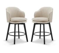 Kislot Counter Height Barstools 26 Inch Upholstered Swivel Bar Stools with Back for Kitchen Island,Set of 2