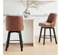 Kislot Counter Height Swivel Barstools with Back,26" H Seat Height Upholstered Bar Stools for Kitchen Island,Set of 2