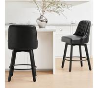 Kislot Counter Height Swivel Barstools with Back,26" H Seat Height Upholstered Bar Stools for Kitchen Island,Set of 2