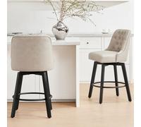 Kislot Counter Height Swivel Barstools with Back,26" H Seat Height Upholstered Bar Stools for Kitchen Island,Set of 2