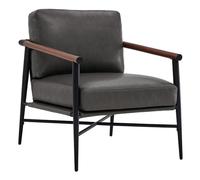 Kislot Mid Century Modern Accent Chair, Upholstered Lounge Armchair with Metal Frame & Wood Armrest, Single Reading Chairs Side Chairs for Living Room Bedroom