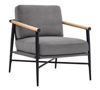 Kislot Mid Century Modern Accent Chair, Upholstered Lounge Armchair with Metal Frame & Wood Armrest, Single Reading Chairs Side Chairs for Living Room Bedroom