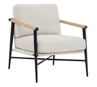 Kislot Mid Century Modern Accent Chair, Upholstered Lounge Armchair with Metal Frame & Wood Armrest, Single Reading Chairs Side Chairs for Living Room Bedroom