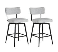 Kislot Swivel Counter Height Bar Stool Chairs Set of 2, 27.4" Faux Leather Upholstered Counter Stools with Back and Metal Frame