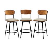 Kislot Swivel Counter Height Bar Stools with Back, Fabric Upholstered Barstools, 27" Seat Height, Metal & Wood Frame