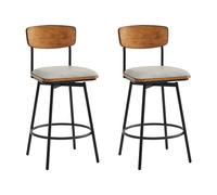 Kislot Swivel Counter Height Bar Stools with Back, Fabric Upholstered Barstools, 27" Seat Height, Metal & Wood Frame