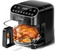 Kismile Cristal Airfryer 4,7L, sin PFAS, pantalla táctil, 1500 W, 8 | Freidora de aire caliente de 4,7 l con cesta de cristal, vidrio de borosilicato sin revestimiento, 8 programas, 1500 W
