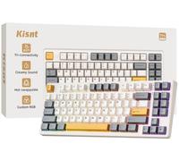Kisnt Teclado mecánico inalámbrico, placa de sonido cremosa, para juegos con Bluetooth/2.4GHz/USB-C, 75% 85 teclas, teclado compacto intercambiable en caliente para Win/Mac
