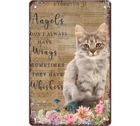 kisoyo Decoración de gato para amantes, ángeles con texto en inglés "Don't Always Have Wings Sometimes They Whiskers Home Gifts Home Gifts Home Gifts Home Memorial Gifts Aluminum Sign For Women Men