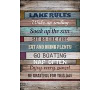 kisoyo Letrero de metal vintage con texto en inglés "Lake Rules Wake Up Smiling Soak Up The Sun Country" - Decoración de pared para casa de campo, jardín, hogar, patio, decoración de pared, 8 x 12