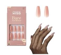 KISS Bare but Better, uñas a presión, pegamento de uñas incluido, "Nude Glow", color, tamaño largo, forma de ataúd, incluye 28 uñas, pegamento de 2 g, 1 barra de manicura, 1 mini lima