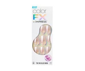 KISS colorFX by imPRESS Press On Nails - Connection, No Glue Needed, Rose-White, Short Squoval