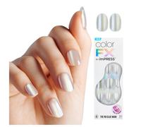 KISS colorFX by imPRESS Press On Nails ?our Love Blanco slido con acabado nacarado valo corto Adhesivo nuevo y mejorado Incluye 30 almohadillas
